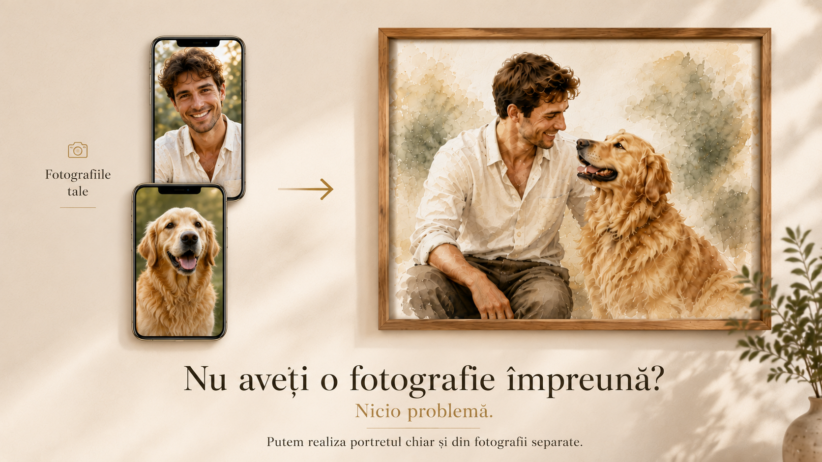 Portret personalizat în stil acuarelă cu animalul de companie
